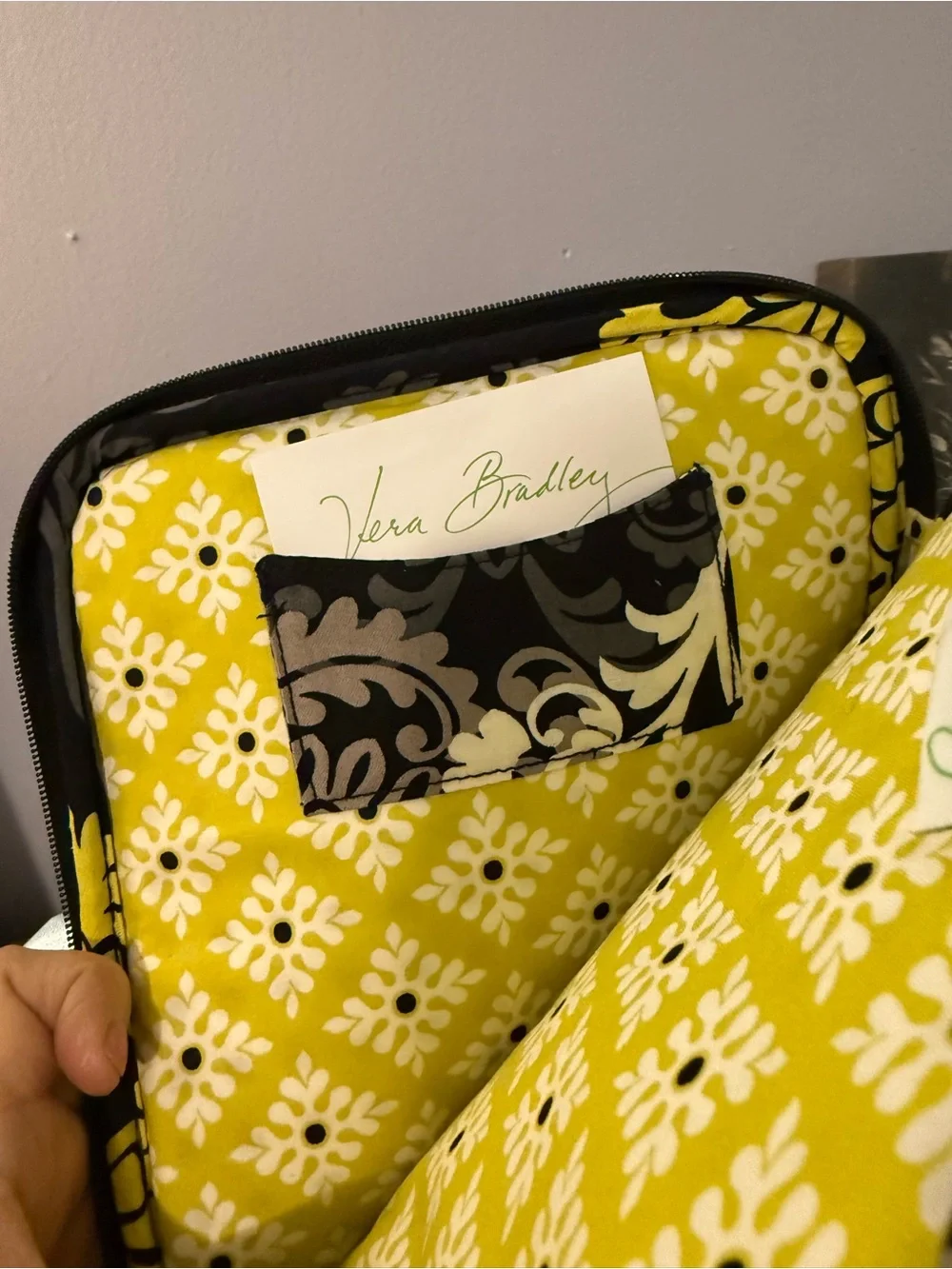 Vera Bradley Quilted Floral Padded Tablet Sleeve in Yellow & Black